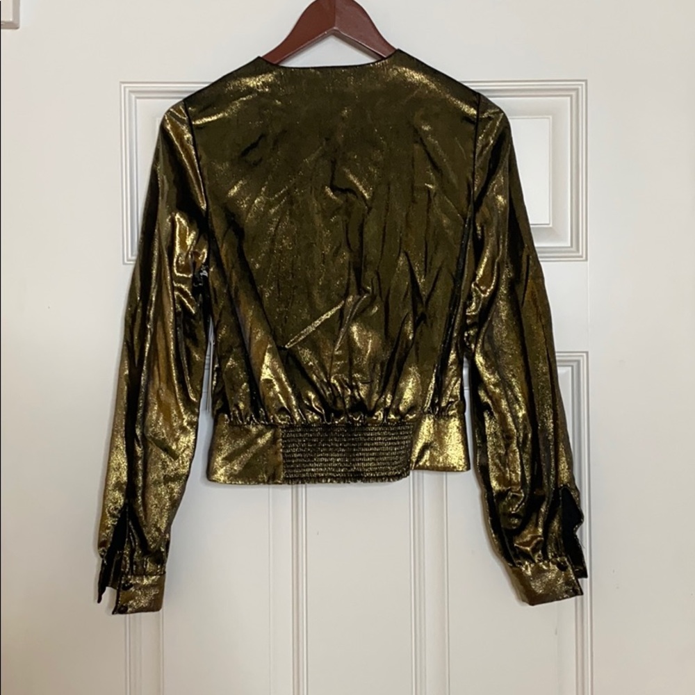 FRAME Gold/Bronze Metallic Smocked Women's Top XS - Picture 7 of 7